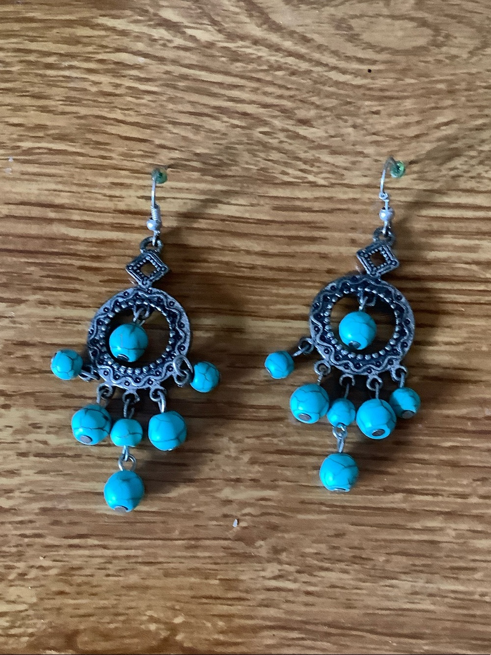 Turquoise Bead Boho Dangle Earrings